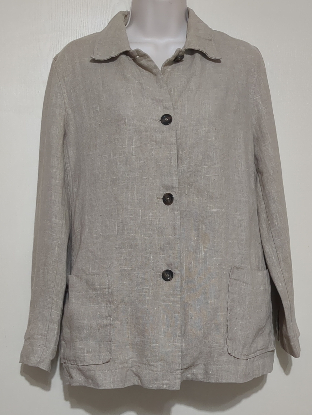 Vintage Harve bernard Tan linen women's blazer Size 12